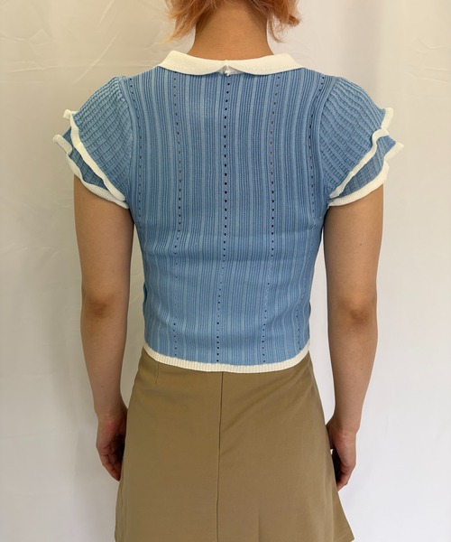 Alite cloth（アリーテクロス）の「半袖ニットブラウス（ニット/セーター・レディース・ブラック/ブルー/グレー/ピンク/グリーン/ホワイト・FREE）」の22枚目の写真