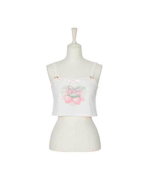 Fiorforte（フィオルフォルテ）の「strawberry camisole（キャミソール・レディース・ホワイト/ピンク・FREE）」の2枚目の写真