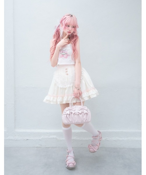 Fiorforte（フィオルフォルテ）の「strawberry camisole（キャミソール・レディース・ホワイト/ピンク・FREE）」の7枚目の写真
