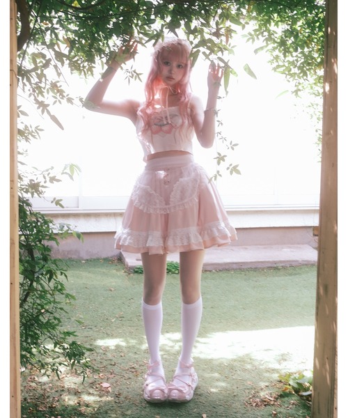 Fiorforte（フィオルフォルテ）の「strawberry camisole（キャミソール・レディース・ホワイト/ピンク・FREE）」の5枚目の写真