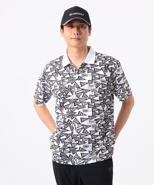 BEAMS GOLF(ビームスゴルフ)の「〈MEN〉ORANGE LABEL / フラッグ総柄 ポロシャツ(ポロシャツ・メンズ・ホワイト/その他・M/L/XL/S)」の1枚目の写真