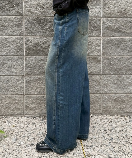 Chikashitsu +(チカシツプラス)の「【Chikashitsu +】double slub wide denim pants / 【チカシツプラス】ダブルスラブワイドデニムパンツ(デニムパンツ・メンズ・ブルー・M/L/S)」の5枚目の写真