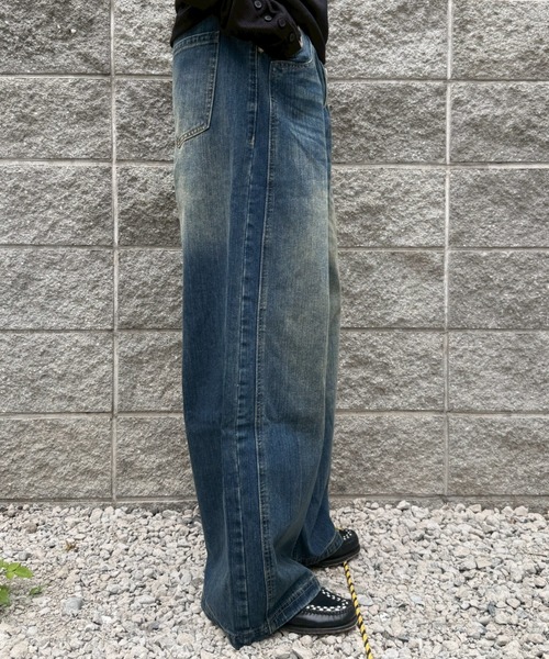 Chikashitsu +(チカシツプラス)の「【Chikashitsu +】double slub wide denim pants / 【チカシツプラス】ダブルスラブワイドデニムパンツ(デニムパンツ・メンズ・ブルー・M/L/S)」の6枚目の写真
