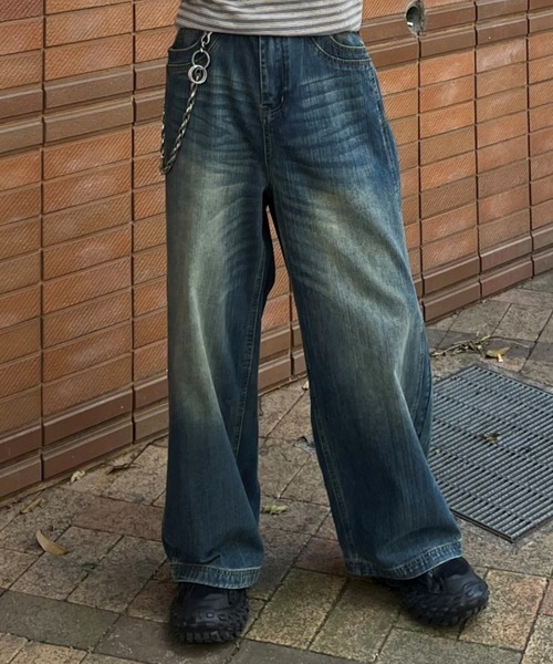 Chikashitsu +(チカシツプラス)の「【Chikashitsu +】double slub wide denim pants / 【チカシツプラス】ダブルスラブワイドデニムパンツ(デニムパンツ・メンズ・ブルー・M/L/S)」の12枚目の写真