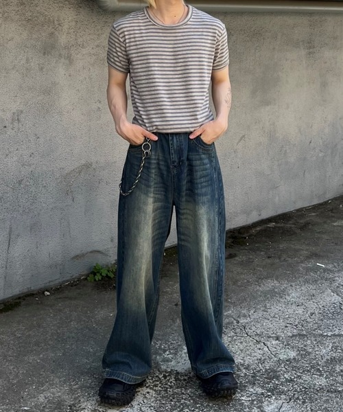 Chikashitsu +(チカシツプラス)の「【Chikashitsu +】double slub wide denim pants / 【チカシツプラス】ダブルスラブワイドデニムパンツ(デニムパンツ・メンズ・ブルー・M/L/S)」の13枚目の写真