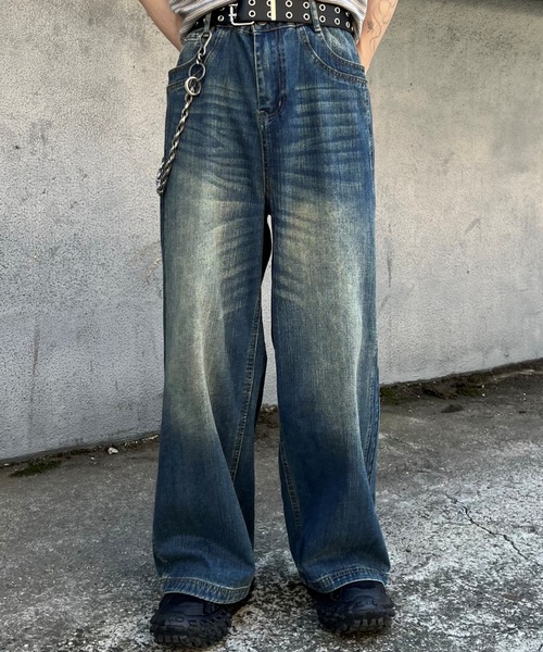 Chikashitsu +(チカシツプラス)の「【Chikashitsu +】double slub wide denim pants / 【チカシツプラス】ダブルスラブワイドデニムパンツ(デニムパンツ・メンズ・ブルー・M/L/S)」の14枚目の写真