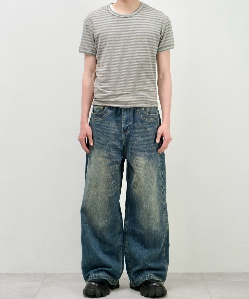 Chikashitsu +(チカシツプラス)の「【Chikashitsu +】double slub wide denim pants / 【チカシツプラス】ダブルスラブワイドデニムパンツ(デニムパンツ・メンズ・ブルー・M/L/S)」の18枚目の写真