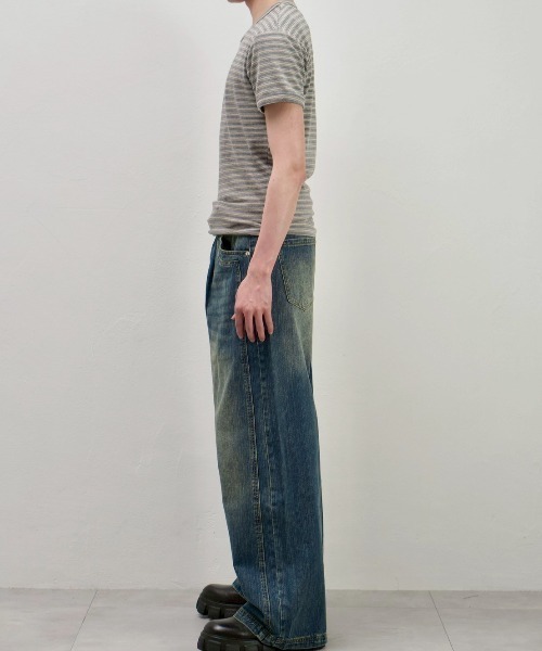 Chikashitsu +(チカシツプラス)の「【Chikashitsu +】double slub wide denim pants / 【チカシツプラス】ダブルスラブワイドデニムパンツ(デニムパンツ・メンズ・ブルー・M/L/S)」の19枚目の写真