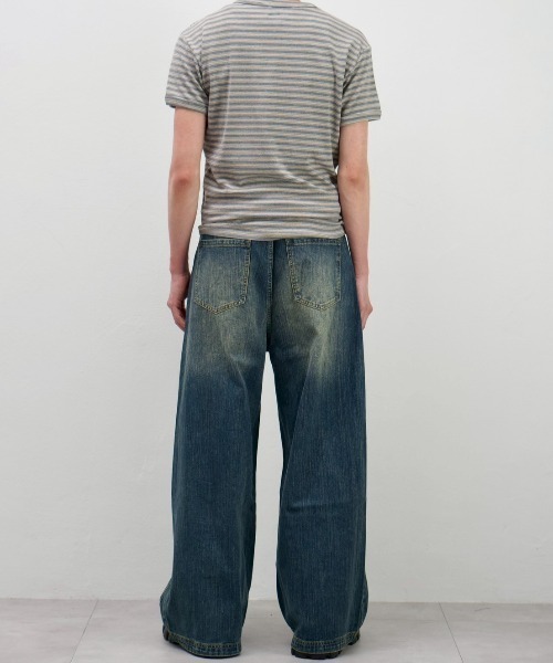 Chikashitsu +(チカシツプラス)の「【Chikashitsu +】double slub wide denim pants / 【チカシツプラス】ダブルスラブワイドデニムパンツ(デニムパンツ・メンズ・ブルー・M/L/S)」の20枚目の写真