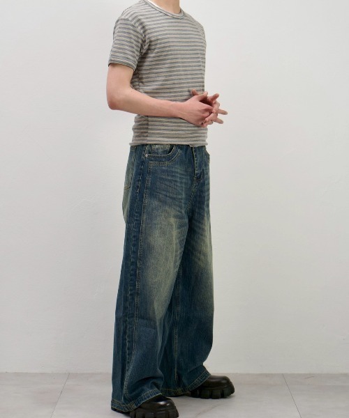 Chikashitsu +(チカシツプラス)の「【Chikashitsu +】double slub wide denim pants / 【チカシツプラス】ダブルスラブワイドデニムパンツ(デニムパンツ・メンズ・ブルー・M/L/S)」の21枚目の写真