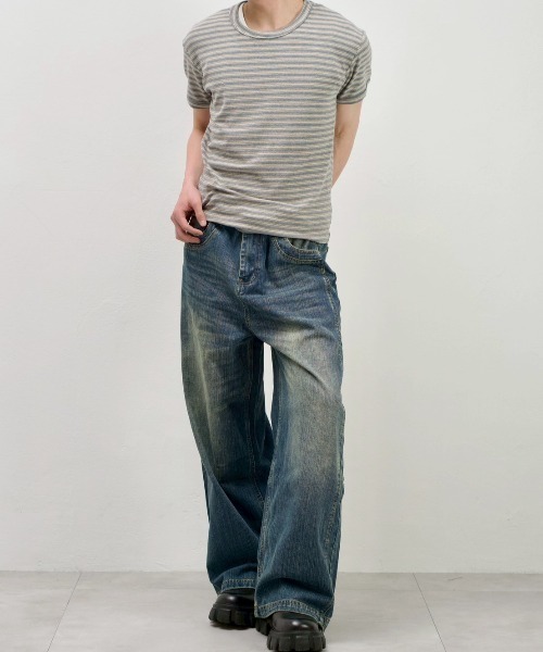 Chikashitsu +(チカシツプラス)の「【Chikashitsu +】double slub wide denim pants / 【チカシツプラス】ダブルスラブワイドデニムパンツ(デニムパンツ・メンズ・ブルー・M/L/S)」の17枚目の写真