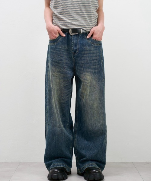 Chikashitsu +(チカシツプラス)の「【Chikashitsu +】double slub wide denim pants / 【チカシツプラス】ダブルスラブワイドデニムパンツ(デニムパンツ・メンズ・ブルー・M/L/S)」の22枚目の写真