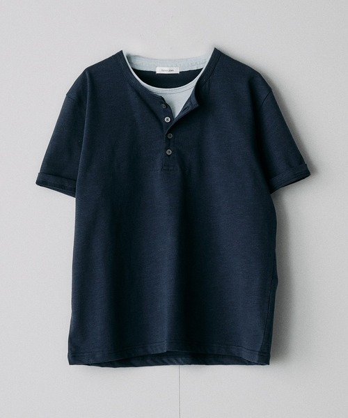 Adoon plain(アドーンプレーン)の「レイヤードスラブヘンリーネックT(Tシャツ/カットソー・メンズ・ブラック/アイボリー/レッド/ネイビー・MEDIUM/LARGE)」の18枚目の写真