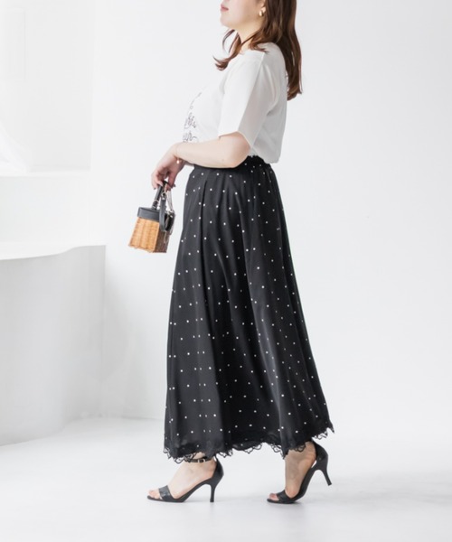 CLETTE(クレット)の「CLETTEオリジナルレース使いドットスカート(スカート・レディース・オフホワイト/ブラック/ネイビー・4L/3L/LL)」の9枚目の写真