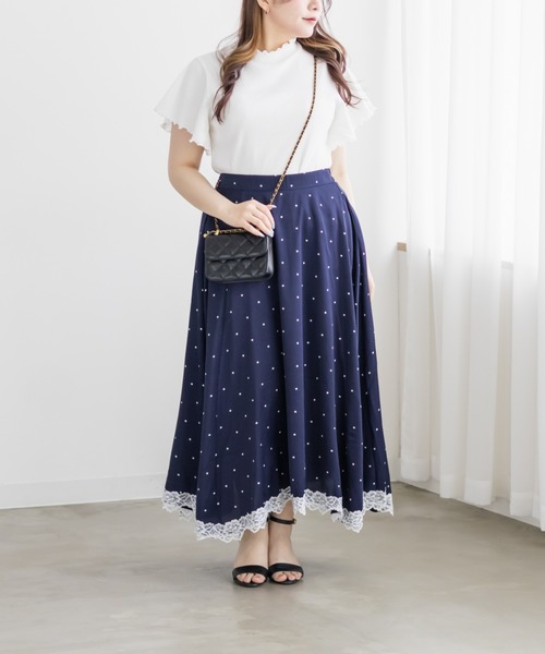CLETTE(クレット)の「CLETTEオリジナルレース使いドットスカート(スカート・レディース・オフホワイト/ブラック/ネイビー・4L/3L/LL)」の11枚目の写真