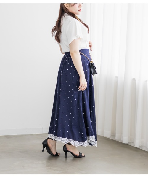 CLETTE(クレット)の「CLETTEオリジナルレース使いドットスカート(スカート・レディース・オフホワイト/ブラック/ネイビー・4L/3L/LL)」の12枚目の写真