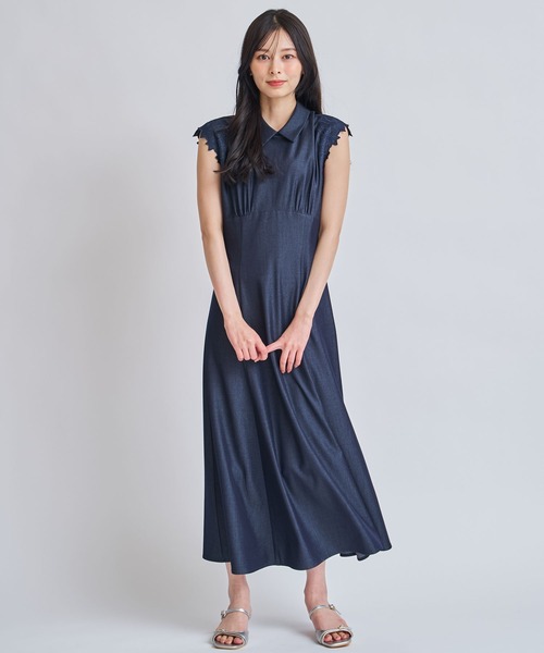 NOELA(ノエラ)の「ノースリ刺繍ワンピース(ワンピース・レディース・オフホワイト/ダークインディゴブルー・M/S)」の13枚目の写真