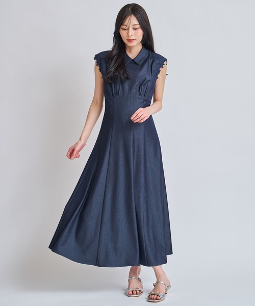 NOELA(ノエラ)の「ノースリ刺繍ワンピース(ワンピース・レディース・オフホワイト/ダークインディゴブルー・M/S)」の14枚目の写真