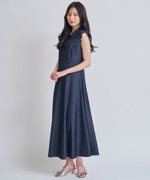 NOELA(ノエラ)の「ノースリ刺繍ワンピース(ワンピース・レディース・オフホワイト/ダークインディゴブルー・M/S)」の15枚目の写真