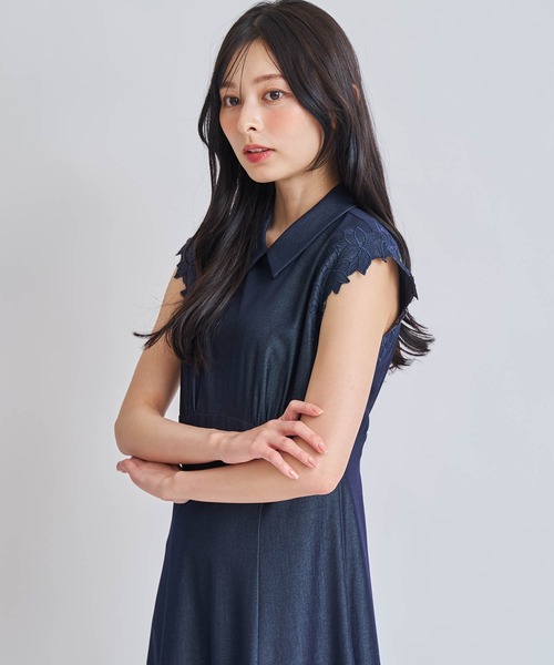 NOELA(ノエラ)の「ノースリ刺繍ワンピース(ワンピース・レディース・オフホワイト/ダークインディゴブルー・M/S)」の10枚目の写真
