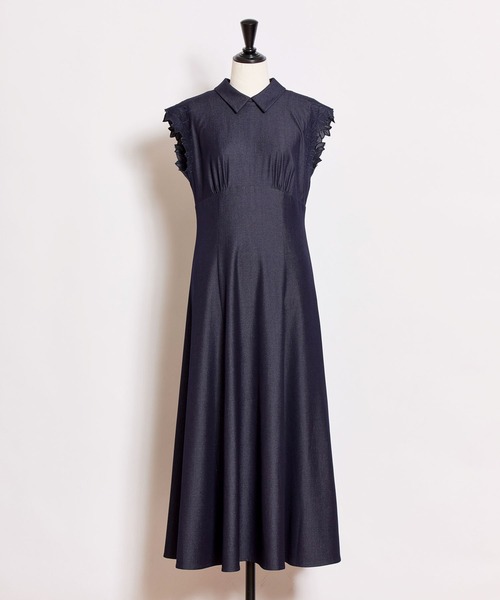 NOELA(ノエラ)の「ノースリ刺繍ワンピース(ワンピース・レディース・オフホワイト/ダークインディゴブルー・M/S)」の6枚目の写真