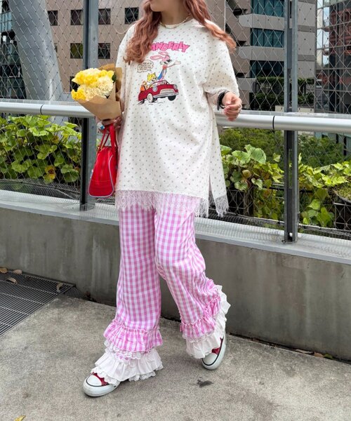 w closet(ダブルクローゼット)の「【Am企画】花柄レースビッグT(Tシャツ/カットソー・レディース・ブルー/グレー/オフホワイト・FREE)」の7枚目の写真