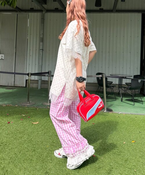 w closet(ダブルクローゼット)の「【Am企画】花柄レースビッグT(Tシャツ/カットソー・レディース・ブルー/グレー/オフホワイト・FREE)」の10枚目の写真