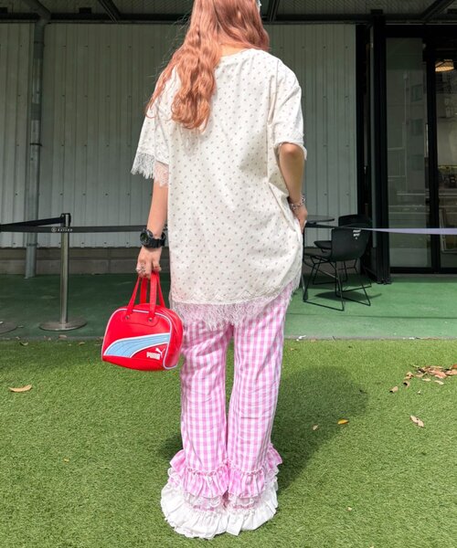 w closet(ダブルクローゼット)の「【Am企画】花柄レースビッグT(Tシャツ/カットソー・レディース・ブルー/グレー/オフホワイト・FREE)」の11枚目の写真
