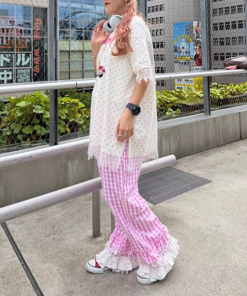 w closet(ダブルクローゼット)の「【Am企画】花柄レースビッグT(Tシャツ/カットソー・レディース・ブルー/グレー/オフホワイト・FREE)」の14枚目の写真