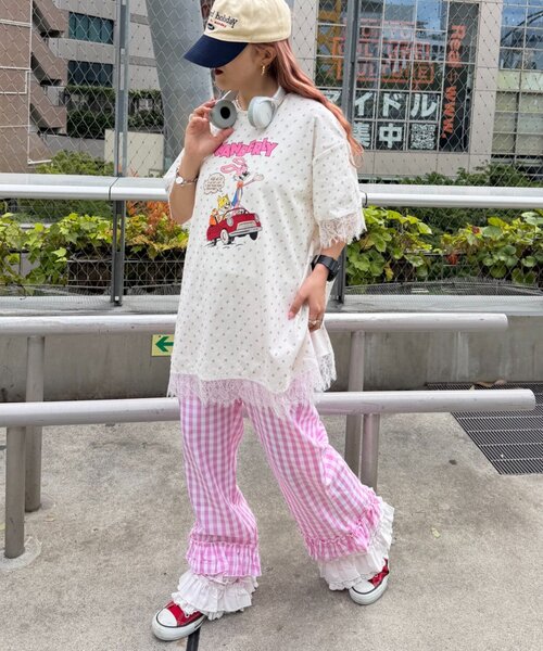 w closet(ダブルクローゼット)の「【Am企画】花柄レースビッグT(Tシャツ/カットソー・レディース・ブルー/グレー/オフホワイト・FREE)」の15枚目の写真
