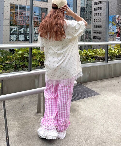 w closet(ダブルクローゼット)の「【Am企画】花柄レースビッグT(Tシャツ/カットソー・レディース・ブルー/グレー/オフホワイト・FREE)」の16枚目の写真