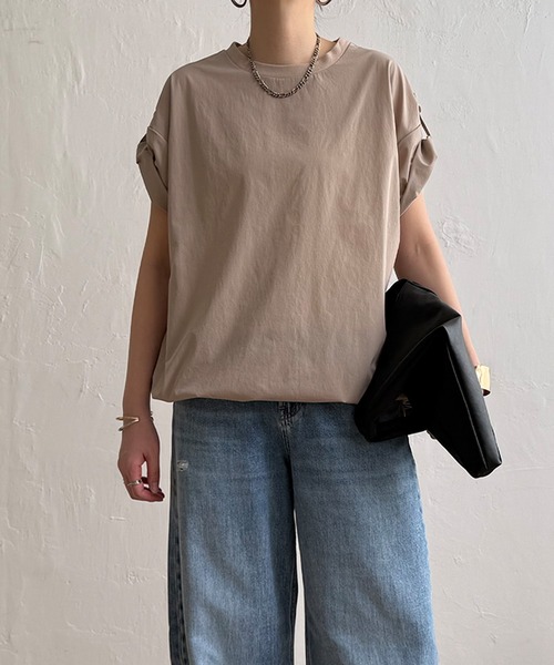 LBC(エルビーシー)の「【セットアップ対応】冷感ナイロンドロストプルオーバー(Tシャツ/カットソー・レディース・ブラック/カーキ/ベージュ・M/L)」の9枚目の写真