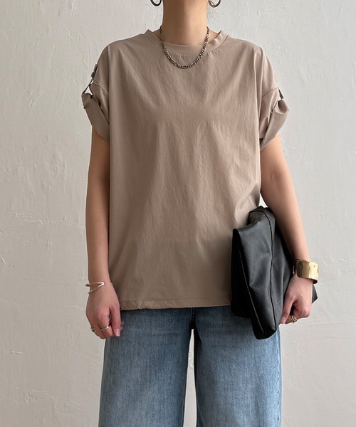 LBC(エルビーシー)の「【セットアップ対応】冷感ナイロンドロストプルオーバー(Tシャツ/カットソー・レディース・ブラック/カーキ/ベージュ・M/L)」の12枚目の写真
