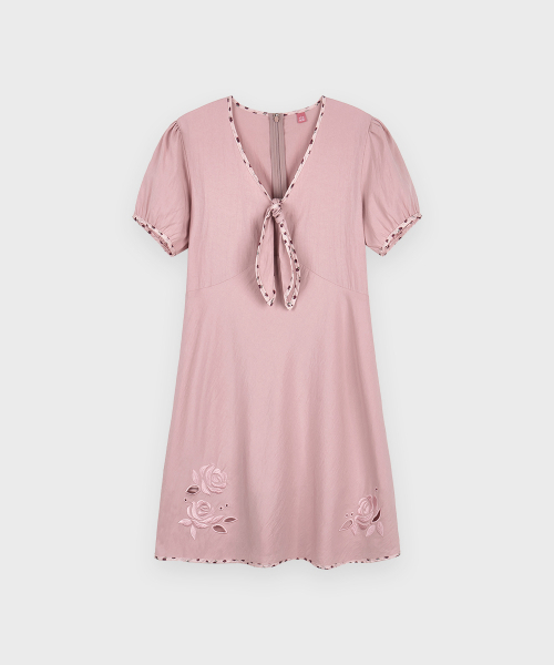 SINOON(シヌーン)の「Rose Garden Ribbon One-Piece (Rose)(ワンピース・レディース・ライトピンク・MEDIUM/SMALL)」の4枚目の写真