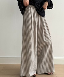 ストライプワイドパンツ ウエストゴム リラックスシルエット