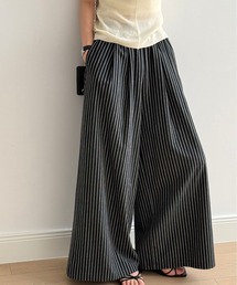 ストライプワイドパンツ ウエストゴム リラックスシルエット