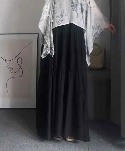 Flugge(フラッジー)の「ティアードロングキャミワンピース(ワンピース・レディース・ブラック・LARGE/MEDIUM)」の2枚目の写真