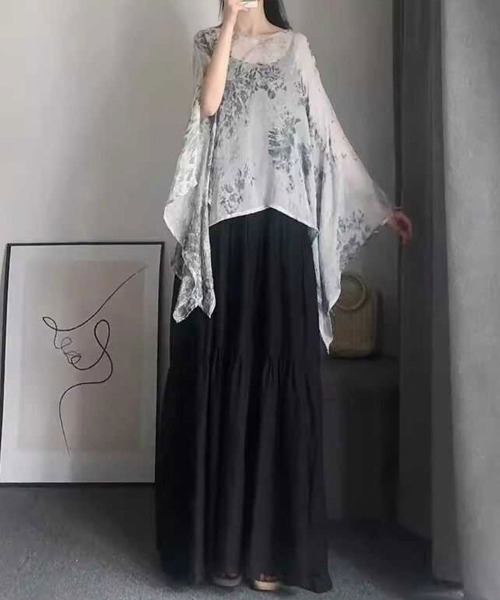 Flugge(フラッジー)の「ティアードロングキャミワンピース(ワンピース・レディース・ブラック・LARGE/MEDIUM)」の5枚目の写真