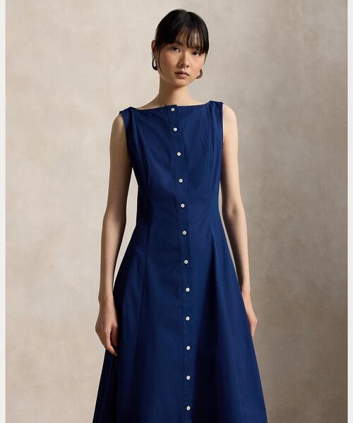 POLO RALPH LAUREN(ポロ ラルフ ローレン)の「パネルド コットン ドレス(ワンピース・レディース・ブルー・2/0/4/6)」の7枚目の写真