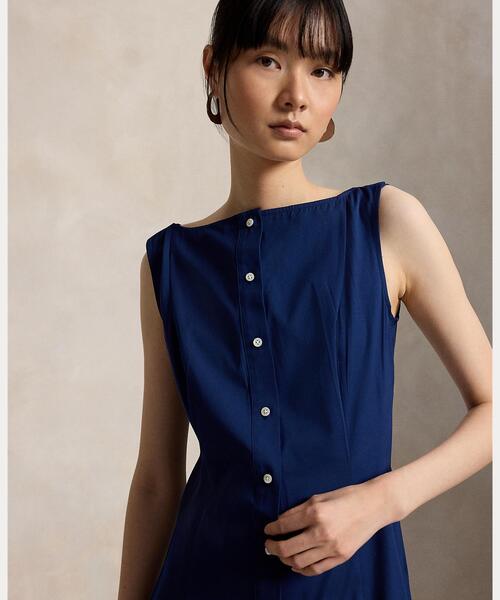 POLO RALPH LAUREN(ポロ ラルフ ローレン)の「パネルド コットン ドレス(ワンピース・レディース・ブルー・2/0/4/6)」の4枚目の写真