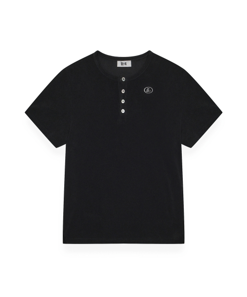 R-4(アールフォー)の「R-0072 / TERRY SHORT HENLEY(BLACK)(Tシャツ/カットソー・メンズ・ブラック・MEDIUM/LARGE/X-LARGE)」の1枚目の写真