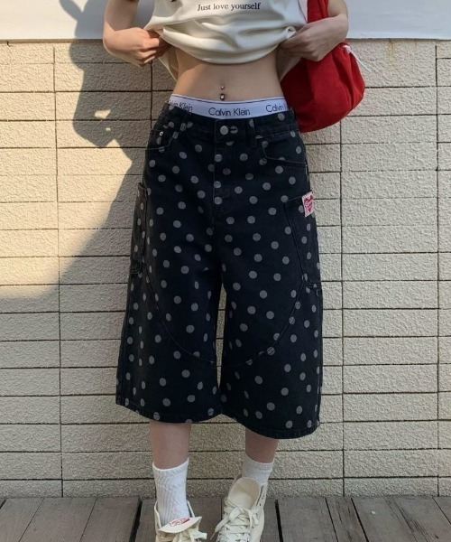 Ritzy（リッツィー）の「ドット柄 デニム 7 分ワイドパンツ（その他パンツ・レディース・ブラック・M/S）」の10枚目の写真