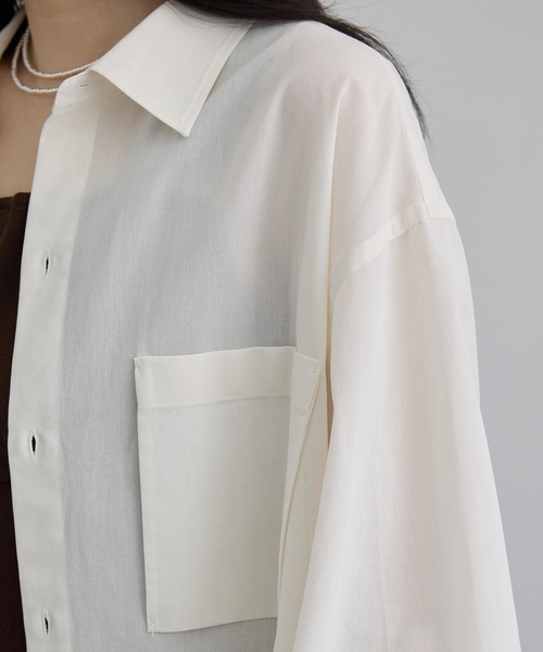 SALON adam et rope'(サロン アダム エ ロペ)の「シアーコットンオーバーシャツ(シャツ/ブラウス・レディース・ブラック/ピンク系その他/キナリ・FREE)」の15枚目の写真