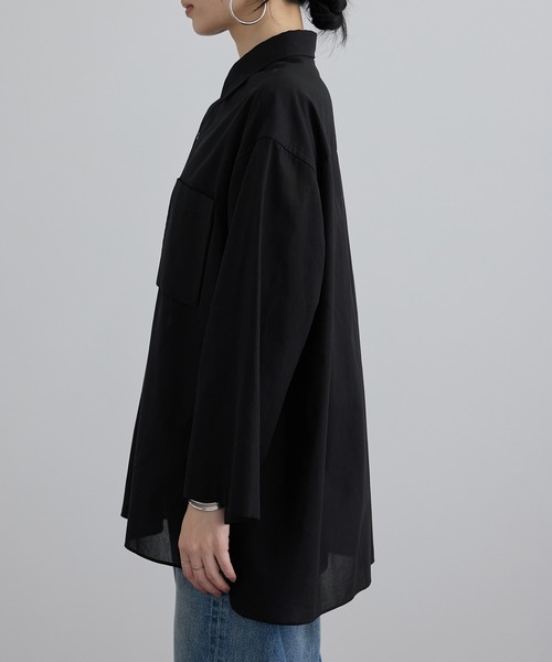 SALON adam et rope'(サロン アダム エ ロペ)の「シアーコットンオーバーシャツ(シャツ/ブラウス・レディース・ブラック/ピンク系その他/キナリ・FREE)」の12枚目の写真