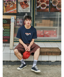 FLATWAVE IN SEOUL（フラットウェーブインソウル）の「Wynd Print T-Shirts Navy（Tシャツ/カットソー）」