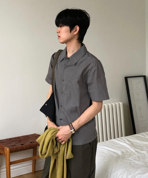MISEKISEOUL MEN(ミセキソウルメンズ)の「Line open collar shirt CHARCOAL(シャツ/ブラウス・メンズ・その他・1/2/3)」の1枚目の写真