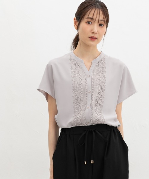Honeys(ハニーズ)の「レース使いブラウス(シャツ/ブラウス・レディース・アイボリー系1/ネイビー/ライトグレー・3L/L/LL/M/S)」の11枚目の写真