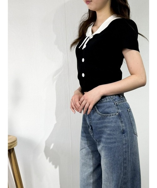 marcydorn（マーシードルン）の「セーラーカラー風リブトップス レディース（ニット/セーター・レディース・ホワイト/ブラック・ONE SIZE）」の13枚目の写真