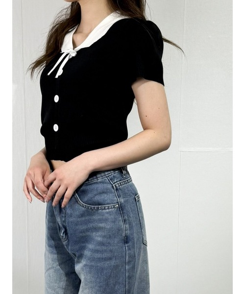 marcydorn（マーシードルン）の「セーラーカラー風リブトップス レディース（ニット/セーター・レディース・ホワイト/ブラック・ONE SIZE）」の16枚目の写真