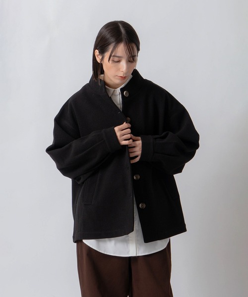 Kelen(ケレン)の「「KELEN / ケレン」モックネックAラインミドルジャケット(その他アウター・レディース・ブラック/ライトグレー/ブラウン・S/M)」の1枚目の写真